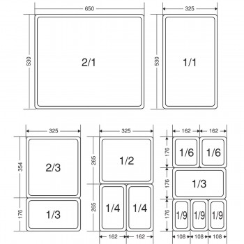 Cubeta acero 18/10 GN-2/3 perforada